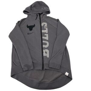Chicago Bulls Nike Mens Showtime Hoodie Gray Heathered Drawstring Sweatshirt S